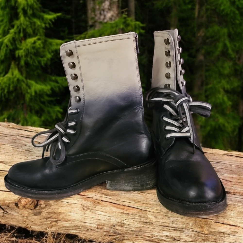 Vintage Foundry Co. Pristine Adalina Black Faded Leather Boots Sz 10